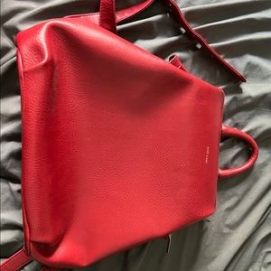 Red faux leather backpack purse bag